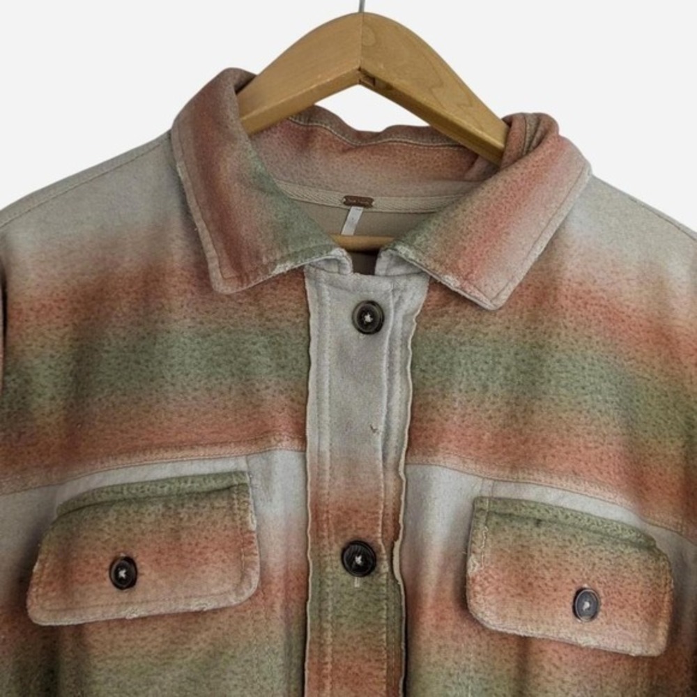 Free People Printed Ruby Shacket Jacket Marzipan … - image 8